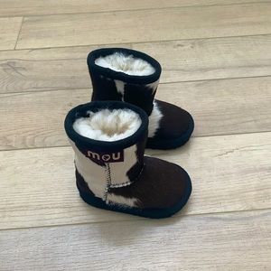 Mou Kids Brown and White Fur Boots
